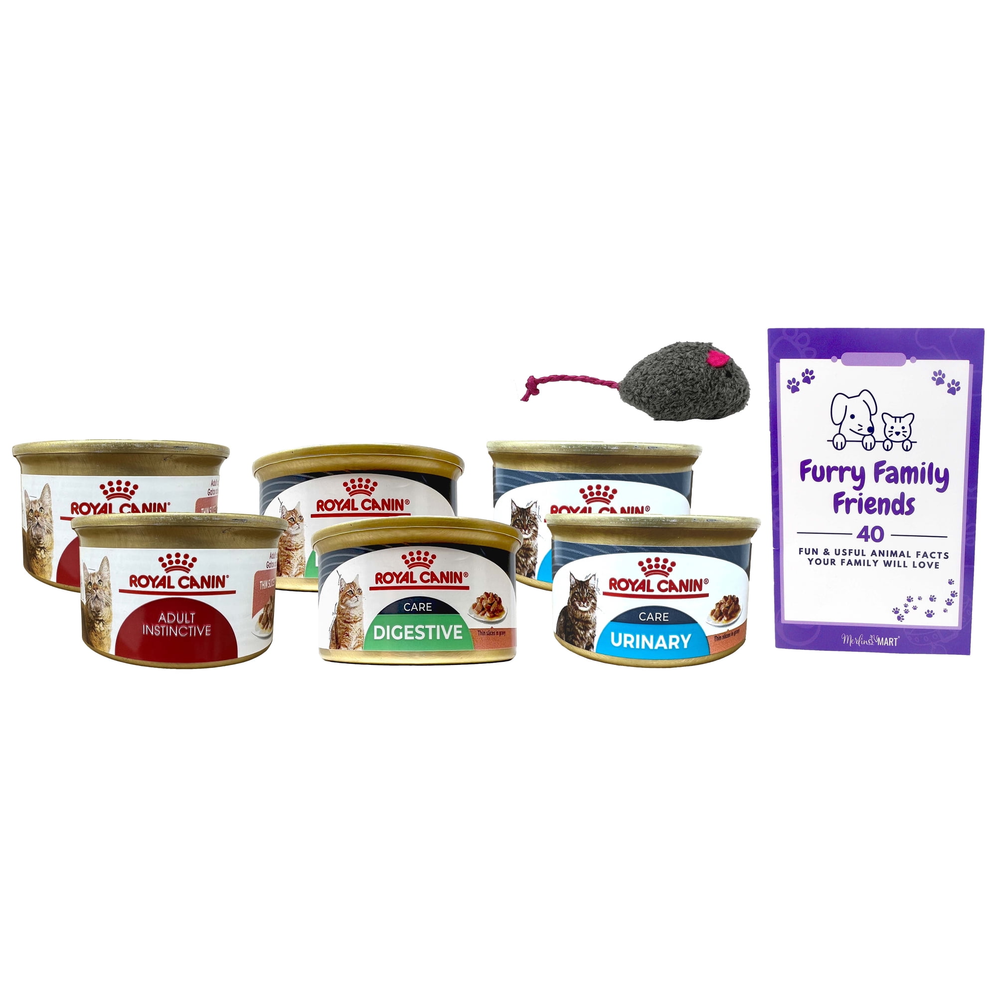 Cat Food Slices in Gravy - 3 Flavor 6 Can Sampler, (2) Each: Urinary Care, Adult Instinctive, Digest Sensitive (3 Ounces) MerlinsMart Zine + Catnip Toy | Royal Canin