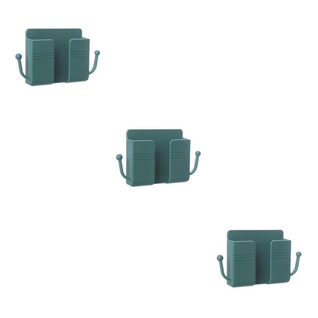 relayinert Wall Mounted Phone Charging Holder Remote Control Organizer Plastic Multifunctional Earphone Office Storage Box Green 3Set