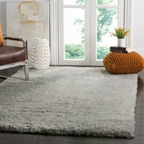 SAFAVIEH Indie Balfour Solid Polyester Shag Area Rug, Grey, 6'7" x 9'2"