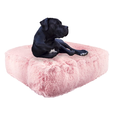 Bessie and Barnie Bubble Gum Luxury Shag Extra Plush Faux Fur Rectangle Pet/Dog Bed