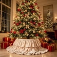 thumbnail image 4 of Christmas Tree Skirt 26.77in Champagne Satin-Look Double Ruffle Collar, 4 of 6