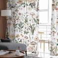 thumbnail image 4 of Pastoral Botanical Sheer Curtains 96 Inches Long 2 Panels Set, Window Sheer Curtains for Living Room/Bedroom, Rustic Mushroom Spring Summer Flowers Light Filtering Rod Pocket Curtain 52'' x 96'' x 2, 4 of 7