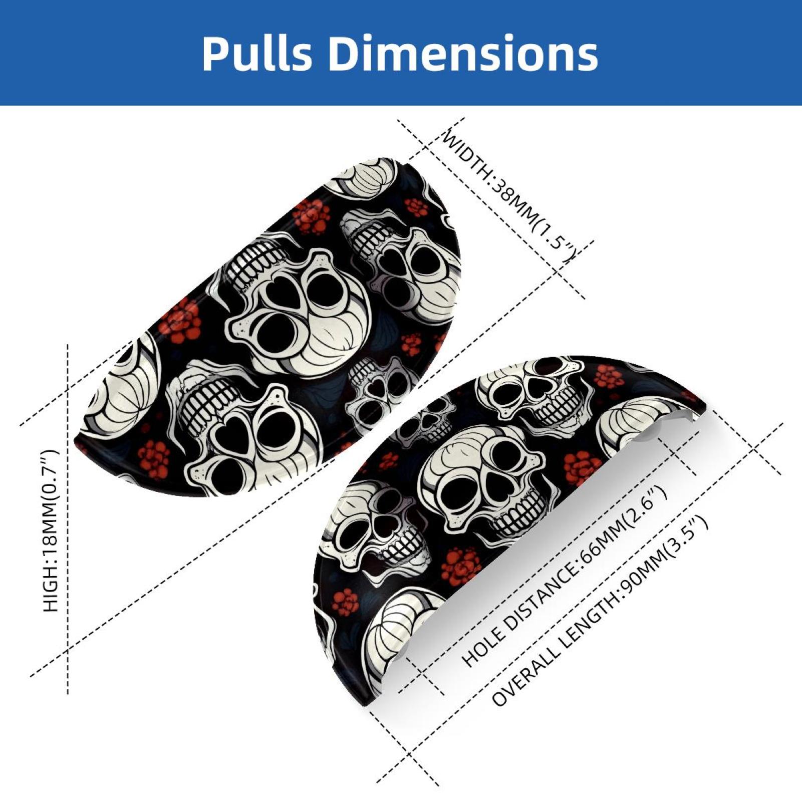 PhooArto 6 Pcs Cup Drawer Pulls, Skulls Head Pattern Shell Shape Handles Cabinet Knobs for Dresser Cupboard Closet Wardrobe with Screws