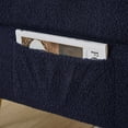 thumbnail image 2 of Modern Dark Blue Teddy Upholstered Loveseat Sofa with Side Pocket, 85×80×75cm, Solid Wood Frame, 2 of 10