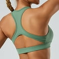 thumbnail image 4 of SwiftWear Sports Bra for Women Push Up Sports Bras Stretch Strappy Seamlesss Workout Top Padded Deep V-Neck Triangle Bralettes with Support Gym Bras Green ,S-XL, 4 of 9