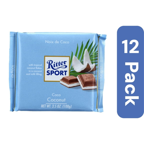 Ritter Sport Chocolate Bar Coconut 3.5 oz (Pack Of 12)