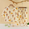 thumbnail image 2 of AUNVITO Kids Summer Cotton Gauze Printed 3/4 Sleeve Pajama Set 2-Piece Homewear Loungewear Outfit, 2 of 3