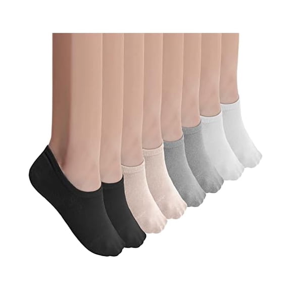 Eryueer No Show Socks for Women Size 4-7/7-10/10-13 Invisible Low Cut Cotton Breathable Liner Socks With Non Slip Grips