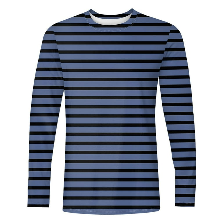 DODADAWANJ Striped Shirt Men Casual Long Sleeve T Shirts Big and