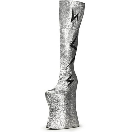 Glitter Thigh High Platform Boots - MENS SIZING Silver Glitter Thigh High Platform Boots with 13 Inch Platform Heel