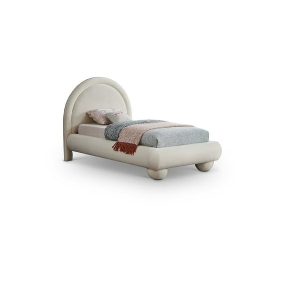 Meridian Furniture Madrid Cream Velvet Twin Bed