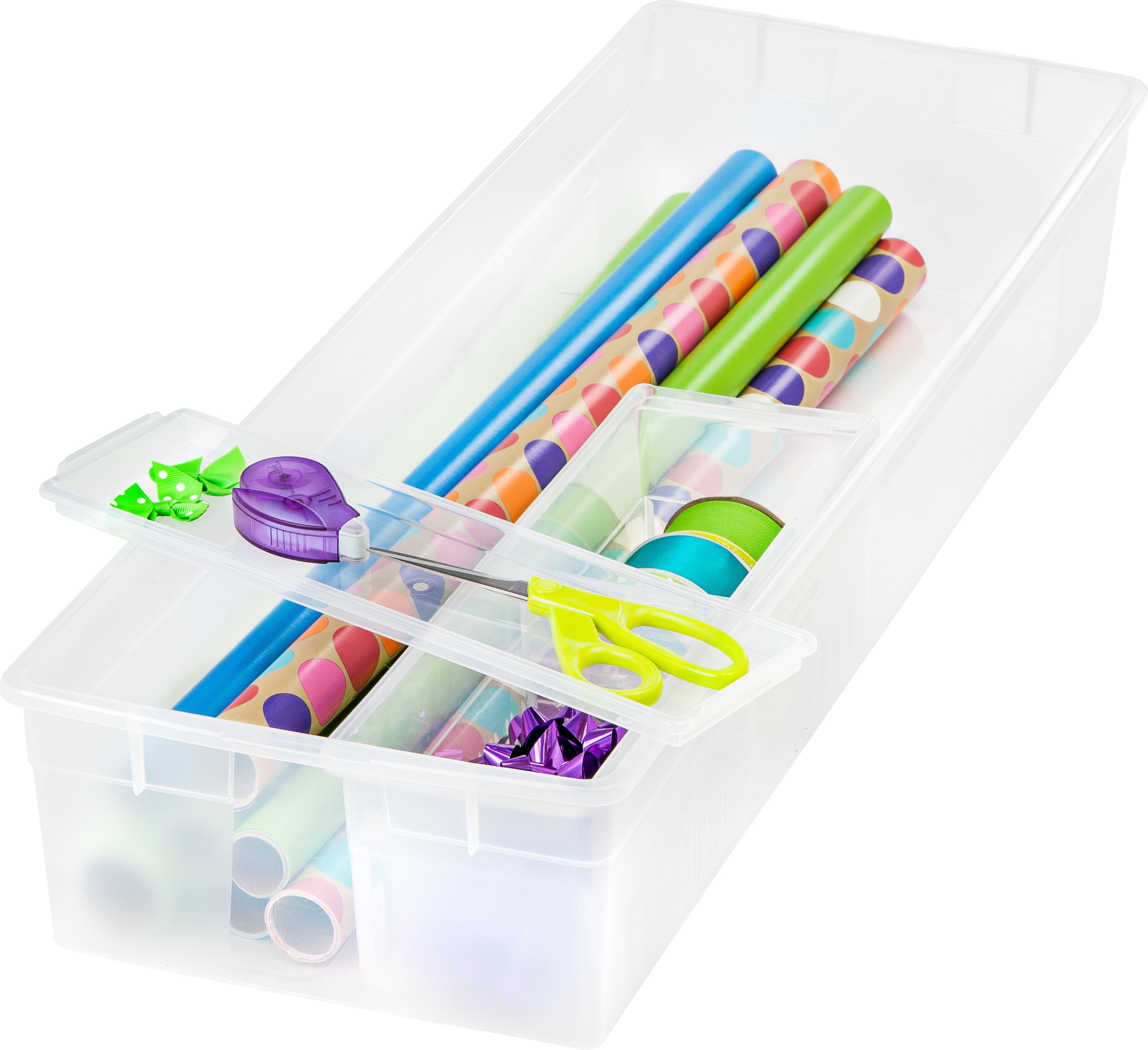 IRIS USA 105000 Wrapping Paper Storage Box, Clear