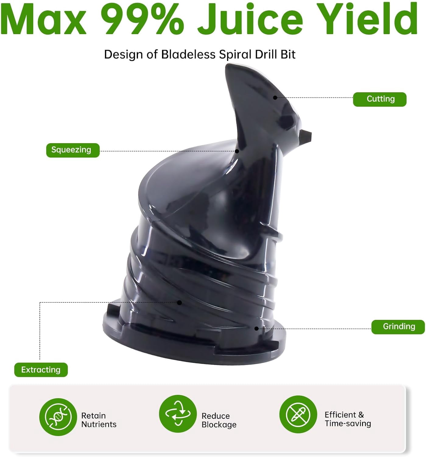 Cold Press Juicer Machines, Masticating Juicer with High  Yield, Reverse Function, Stops Oxidation and Easy to Clean for Vegetables & Fruits, Silver
