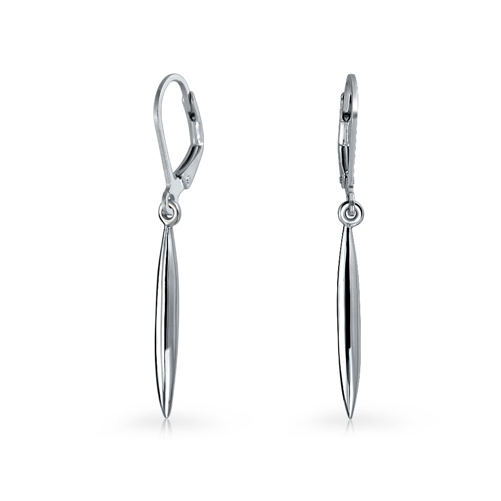 CHIC Minimalist Lightweight Thin Silver Metal Stick Bar Chain Dangle Earrings