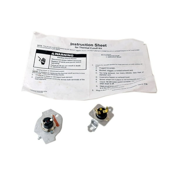 Whirlpool W11050897 Dryer Thermal Cut-Off Fuse Kit
