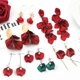 thumbnail image 2 of RV 6 piezas de pendientes de borla de pétalos de rosa roja, pendientes nupciales de Año Nuevo para mujer Rojo Verde, 2 of 5