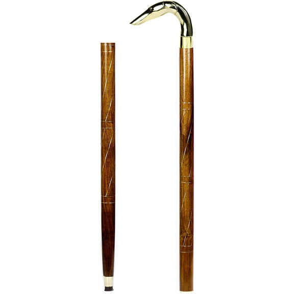 Aluminum & Brass Decorative Rosewood Walking Cane | Full Size Walking-Stick for Men & Women |