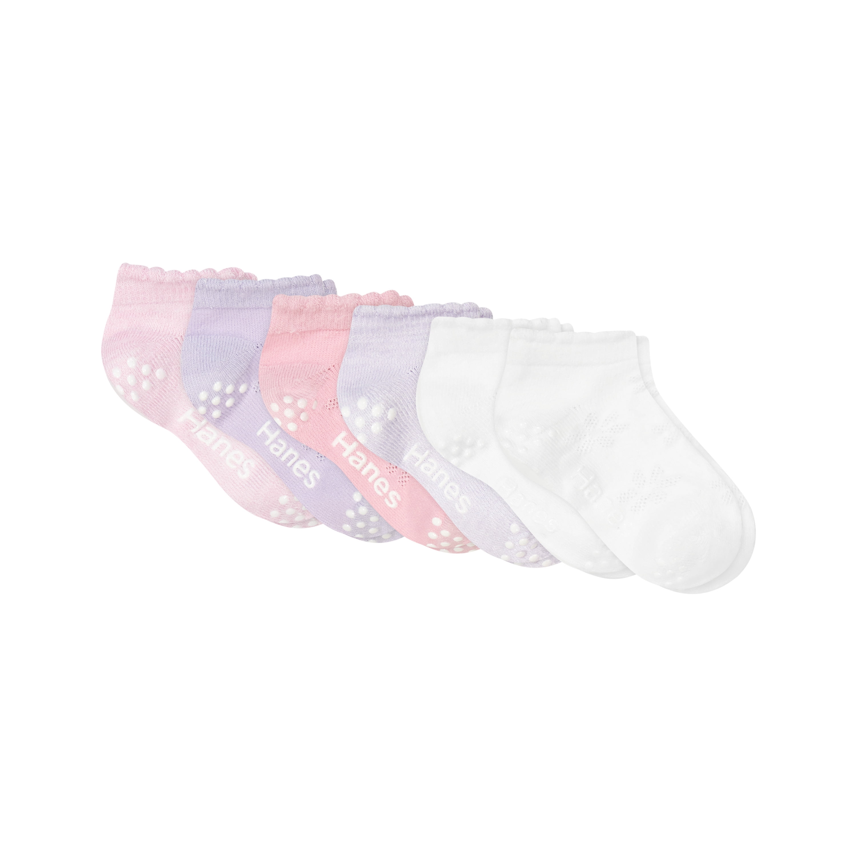 Hanes Girls Low-Cut Socks, 6 Pairs, Pure Comfort SuperSoft Low-Cut Socks for Infant and Toddler Girls