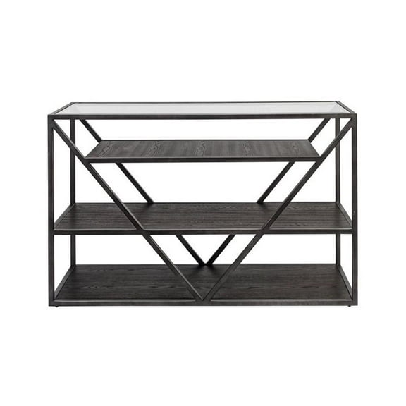 Pemberly Row Industrial Wood Sofa Table in Gray