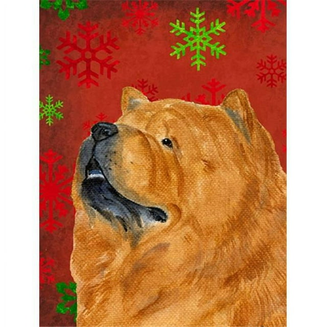 Carolines Treasures SS4709GF Chow Chow Flocons de Neige Rouges et Verts Drapeau de Noël des Fêtes Format Jardin