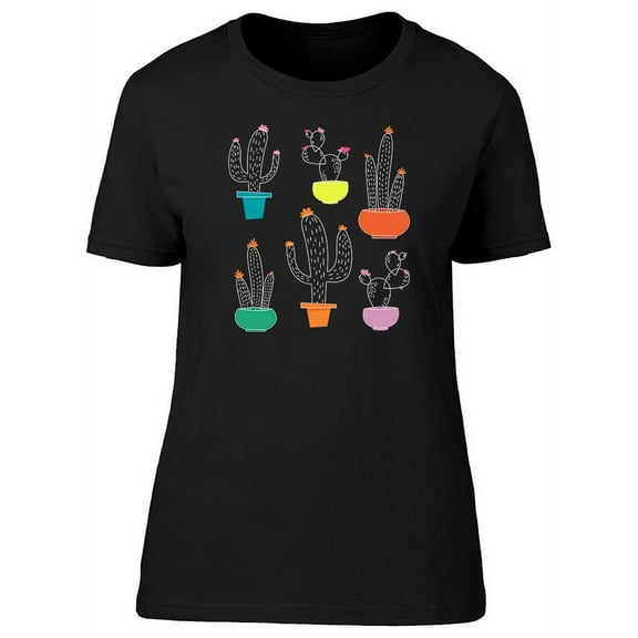 Cute Cactus, Succulents In Pot T-Shirt Women -Image by Shutterstock, Female Small