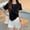 Black, variant on YHAJDS Short Sleeve Shirts for Women V Neck Solid Color Casual Round Neck Top