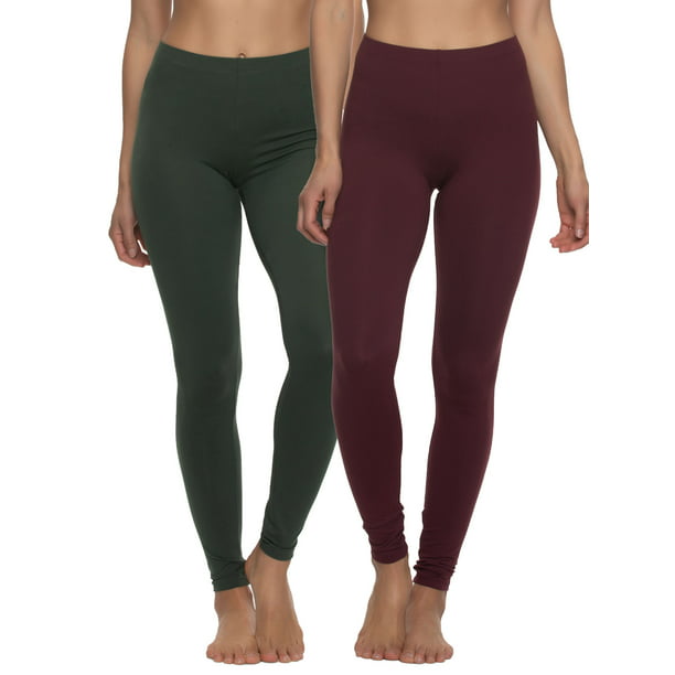Felina Velvety Super Soft Lightweight Leggings 2-Pack - For Women - Yoga  Pants, Workout Clothes (Wine Hunter Green, Small) - Walmart.com