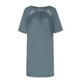 thumbnail image 4 of Pompotops Sexy Solide Creux avec Plis O-Cou Femmes Robe Décontractée Genou-Longueur Jupe, 4 of 6