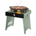 thumbnail image 4 of COSIEST Foldable Outdoor Propane Fire Pit, 15.7 inch Smoke Less Fire Table with Baking Tray, Mini Stainless Seel Iron Fire Pit with Portable Bag, Fire Glass for BBQ, Camping, Party, Yard, Green, 4 of 7