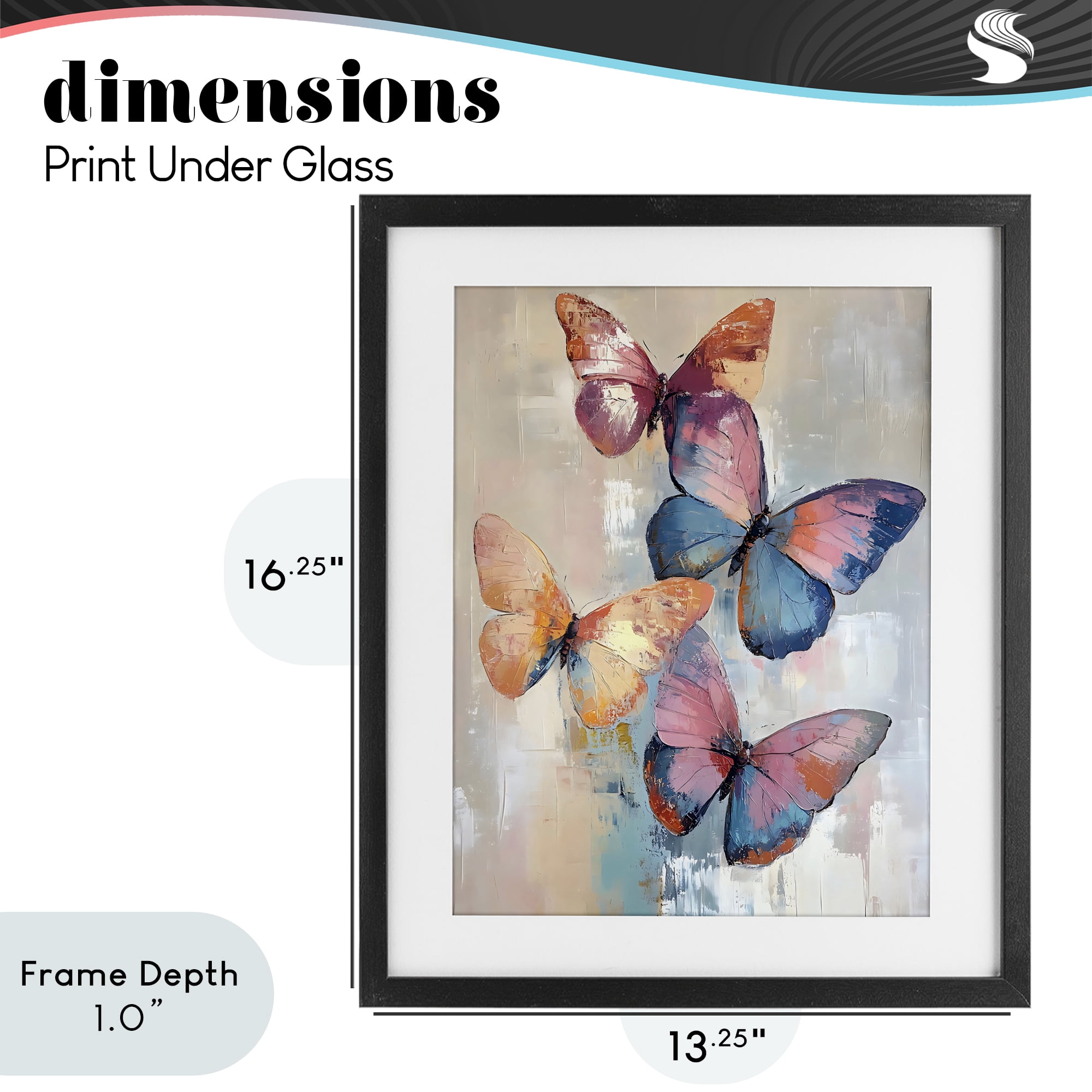 Stupell Industries Butterfly Beauty Abstraction Black Framed Print Under Glass, design by Creative Studio