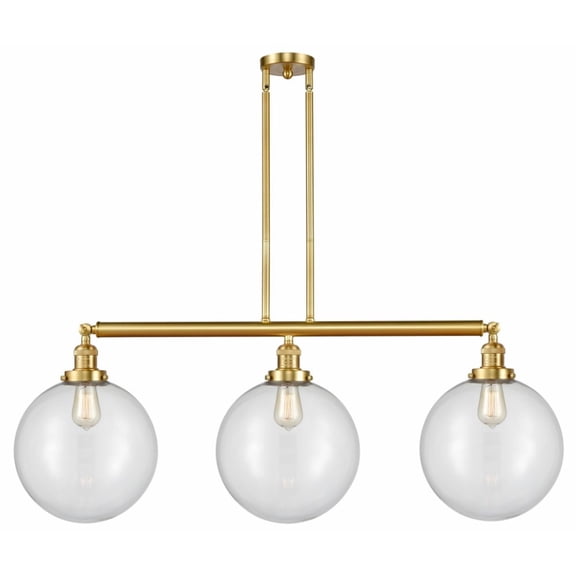 Innovations Lighting 213-SG-G202-12 XX-Large Beacon-3 Light Island in Industrial Style-44 Inches Wide by 16 Inches High Satin Gold Finish with Clear Glass