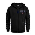 thumbnail image 2 of Men's Flag Print Zip Up Hoodie with Arm Pocket, Casual Cardigan Style Sweatshirt, Large Size Fleece Jacket for Memorial Day, Christmas, Outdoor and Lounge,Multicolor,L, 2 of 5