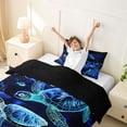thumbnail image 3 of jejeloiu Sea Turtle Print Twin Duvet Cover,Vintage Ocean Animal Twin Bedding For Boys,Blue Black,Black Reversible,2-Piece,1 Duvet Cover and 1 Pillowcase, 3 of 6