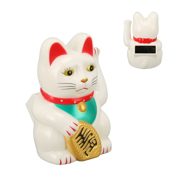 Gato De La Suerte Feng Shui, Brazo Que Agita Solar, Plástico, Amuleto De Buena Suerte Para Escritorio De Oficina, Decoración Del Hogar O Del Coche