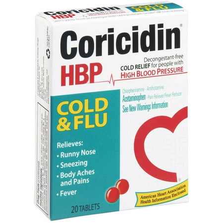 Coricidin hypertension artérielle, rhume et la grippe, 20 CT (Pack de 6)
