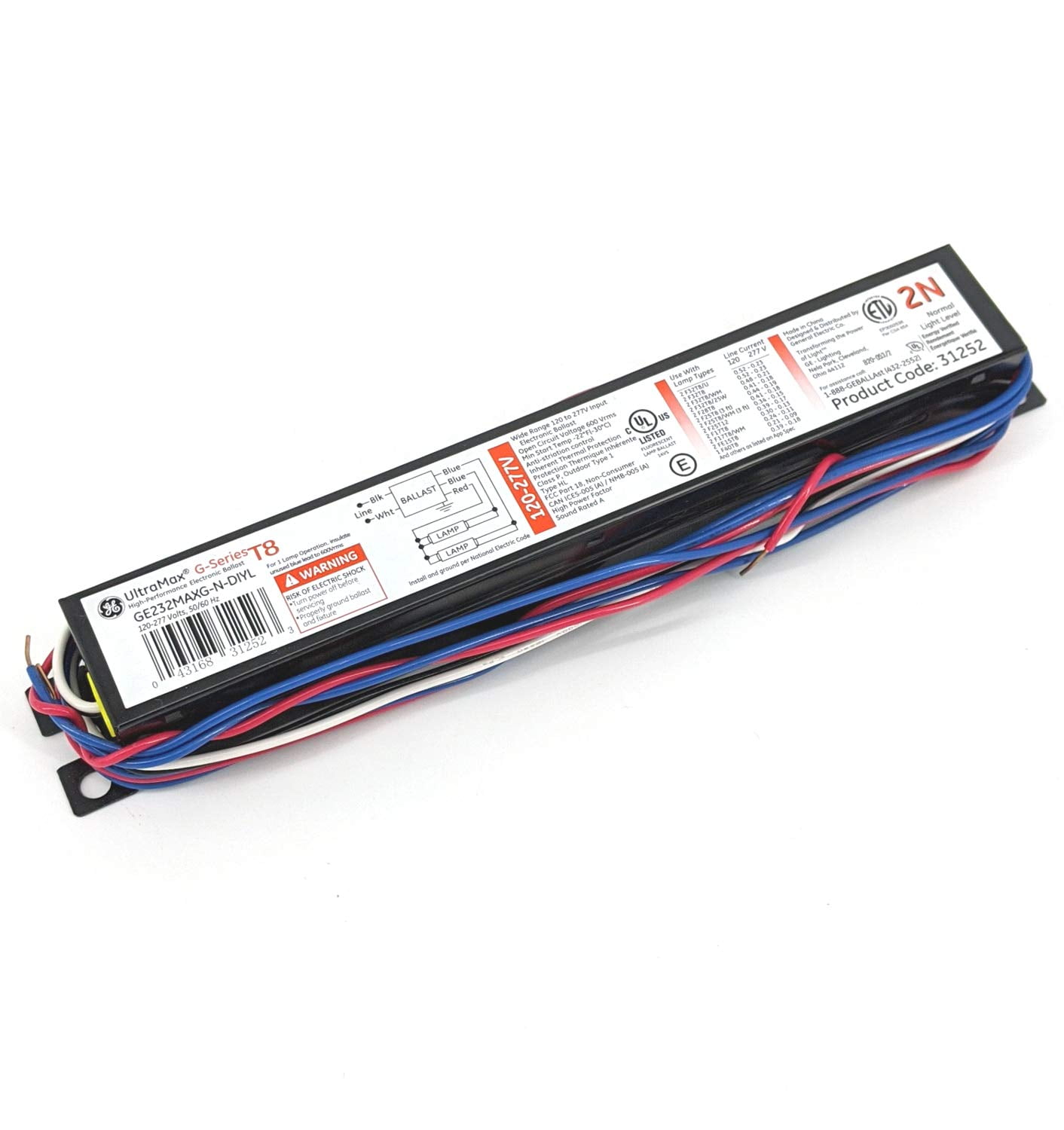 GE 2Bulb Electronic Fluorescent Light Ballast GE232MAXGNDIYL