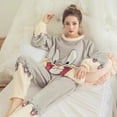 thumbnail image 2 of Conjunto de Pijama de manga larga para mujer, ropa de dormir de dibujos animados para el hogar, ropa de dormir gruesa y cálida para invierno, 2 of 4