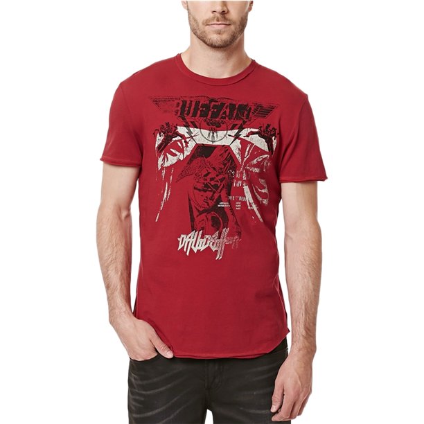 Buffalo David Bitton - Camiseta gráfica informal para hombre, color rojo, grande