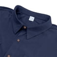 thumbnail image 4 of Cotton Men's Two Piece Sets Summer Lounge Sets Casual Short Sleeve Button Shirts and Elastic Waist Drawstring Shorts with Pockets Navy 2XL, 4 of 8