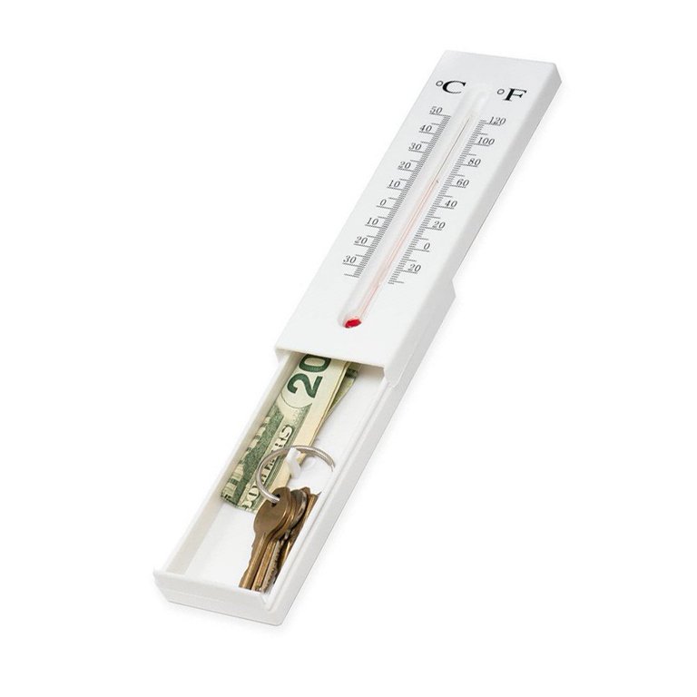 Key Hideaway with Thermometer Secret Compartment Garden Outdoor