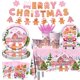 thumbnail image 1 of Paquete de decoración para fiestas GREHUMOR, 142 piezas, tema de pan de jengibre rosa, 1 of 6