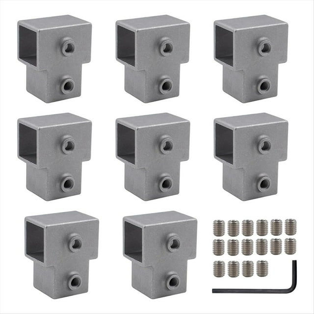 Conector de Tubo Cuadrado de 8 Piezas de 25 mm (1 Pulgadas), Conector de Tubería de 3 Vías, Abrazaderas de Rieles de Extremo de Cadena en T de Aleación de Aluminio A