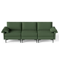 Costway Modern Modular Fabric 3-Seat Sofa Couch Living Room Furniture w/Metal Legs Green
