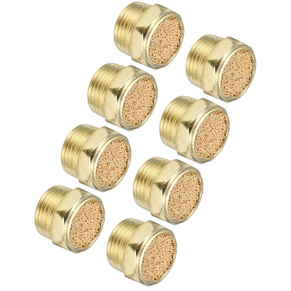 8PCS Pneumatic Exhaust Muffler, 3/8" NPT Male Sintered Bronze Muffler Air Line Fittings