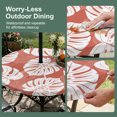 thumbnail image 5 of Round Outdoor Tablecloth with Umbrella Hole and Zipper, Tropical Leaves Tablecloth with Elastic Waterproof, Modern Boho Botanical Foliage Retro Red Patio Table Covers for 45" - 54" Pool Tables, 5 of 9
