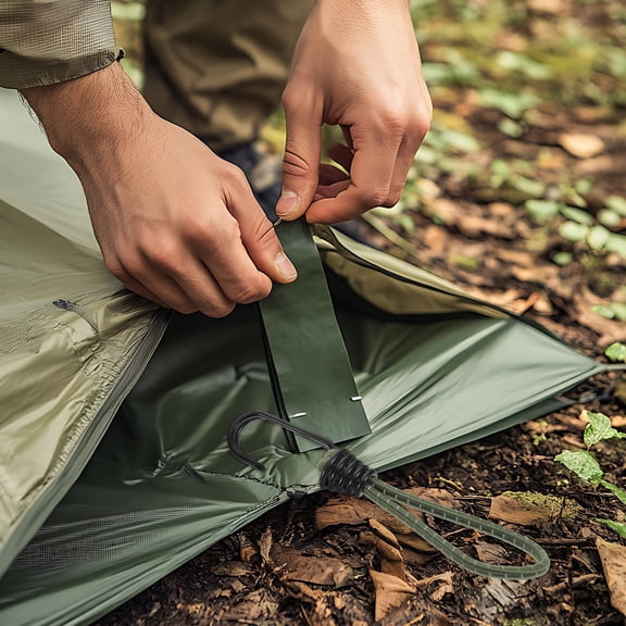 DEEPCRAFF Camping Tarp Cord Tent Elastic Cord with Rubber Steel 4Pcs for Outdoor Adventures