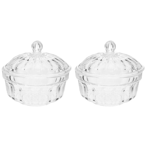 2 Count Acrylic Fruit Bowl Plastic Food Containers Candy Storage Wedding Holder Glass Jar with Lid