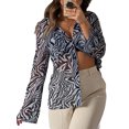 thumbnail image 1 of Sylvamorning Female Irregular Pattern Print Turn-Down Collar Long Sleeve Shirt, 1 of 9