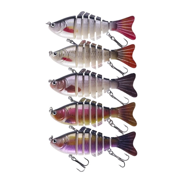 5 Piezas de Señuelos de Pesca de Lubina, Cebos de Nwimbait Realistas para Agua Agua Salada, Acción de Hundimiento con Ojos Realistas 3D