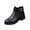 Black_003, variant on Women's Ankle Buckle Boots Pull On Leatherette Upper Block Heel Non Slip Lugged Outsole Indoor Outdoor Fall Winter Casual Footwear Black 10(CN-43)